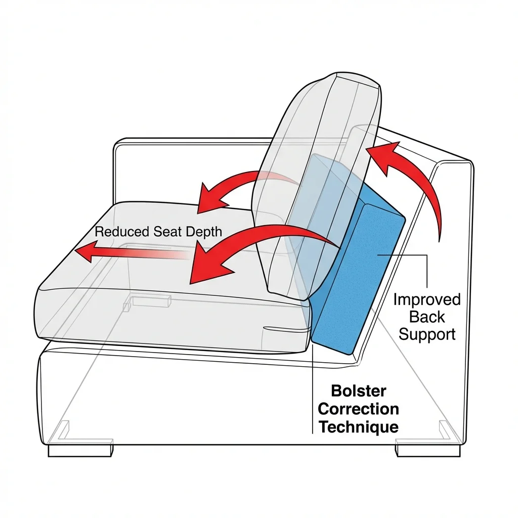 Diagram of daybed bolster correction