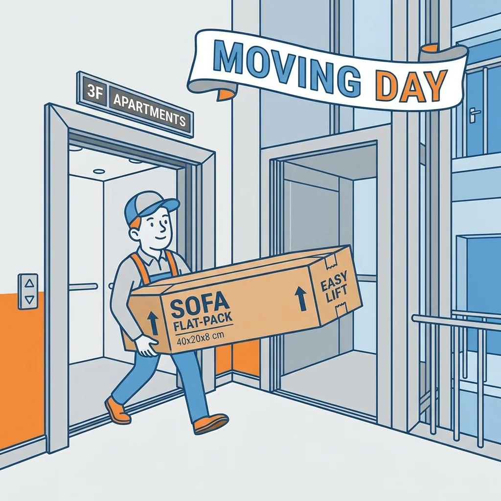 Diagram of futon vs sofa moving logistics