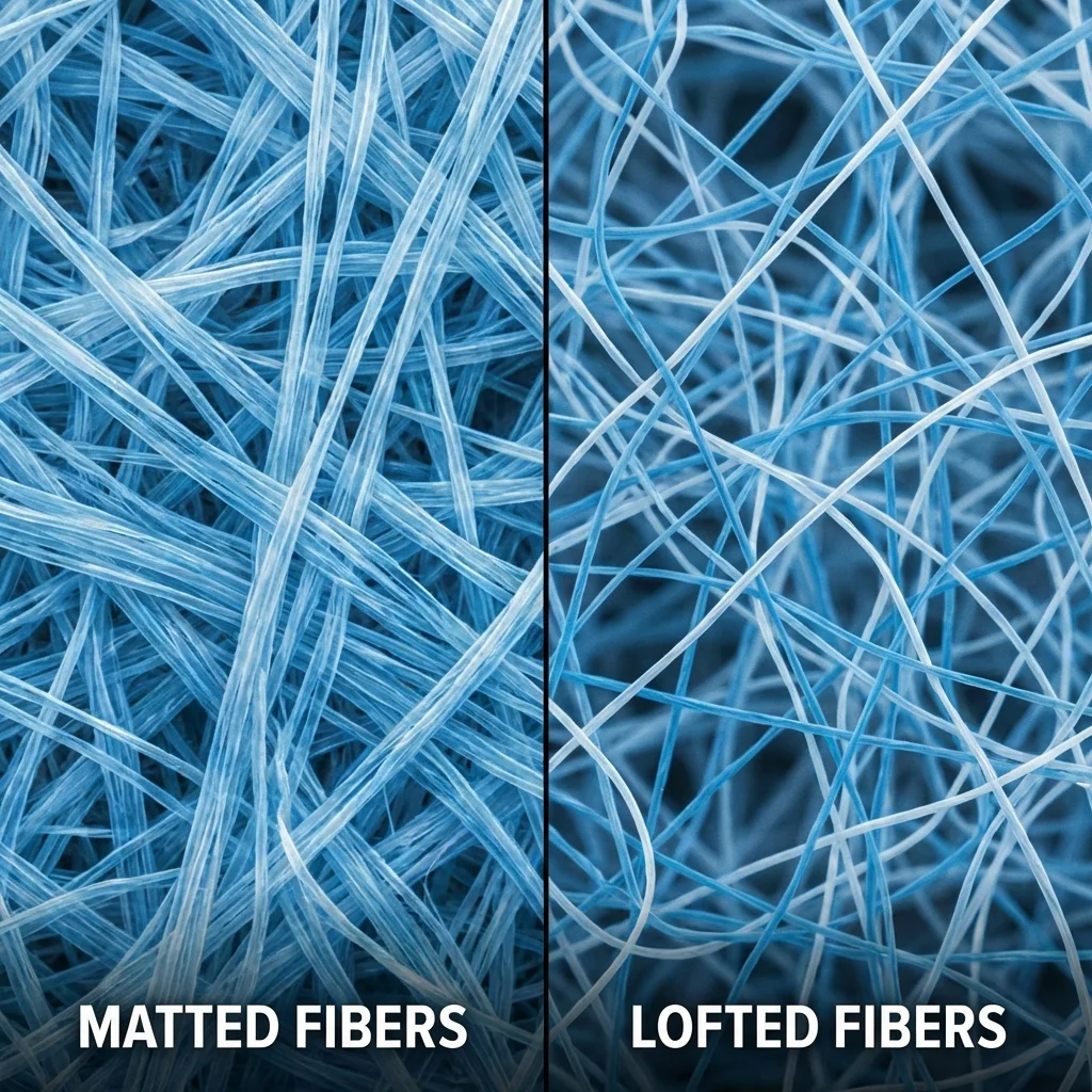 Diagram showing how fiber compression leads to height loss