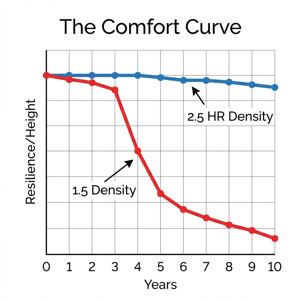 Graph showing the foam degradation curve over time