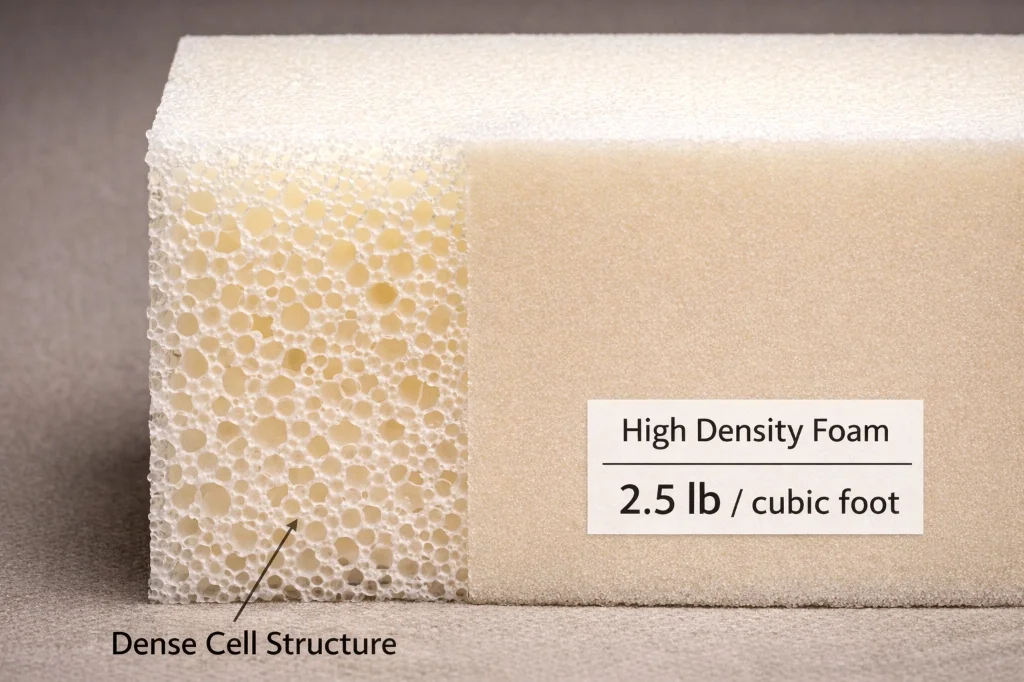 Cross section of aged foam vs new foam cells
