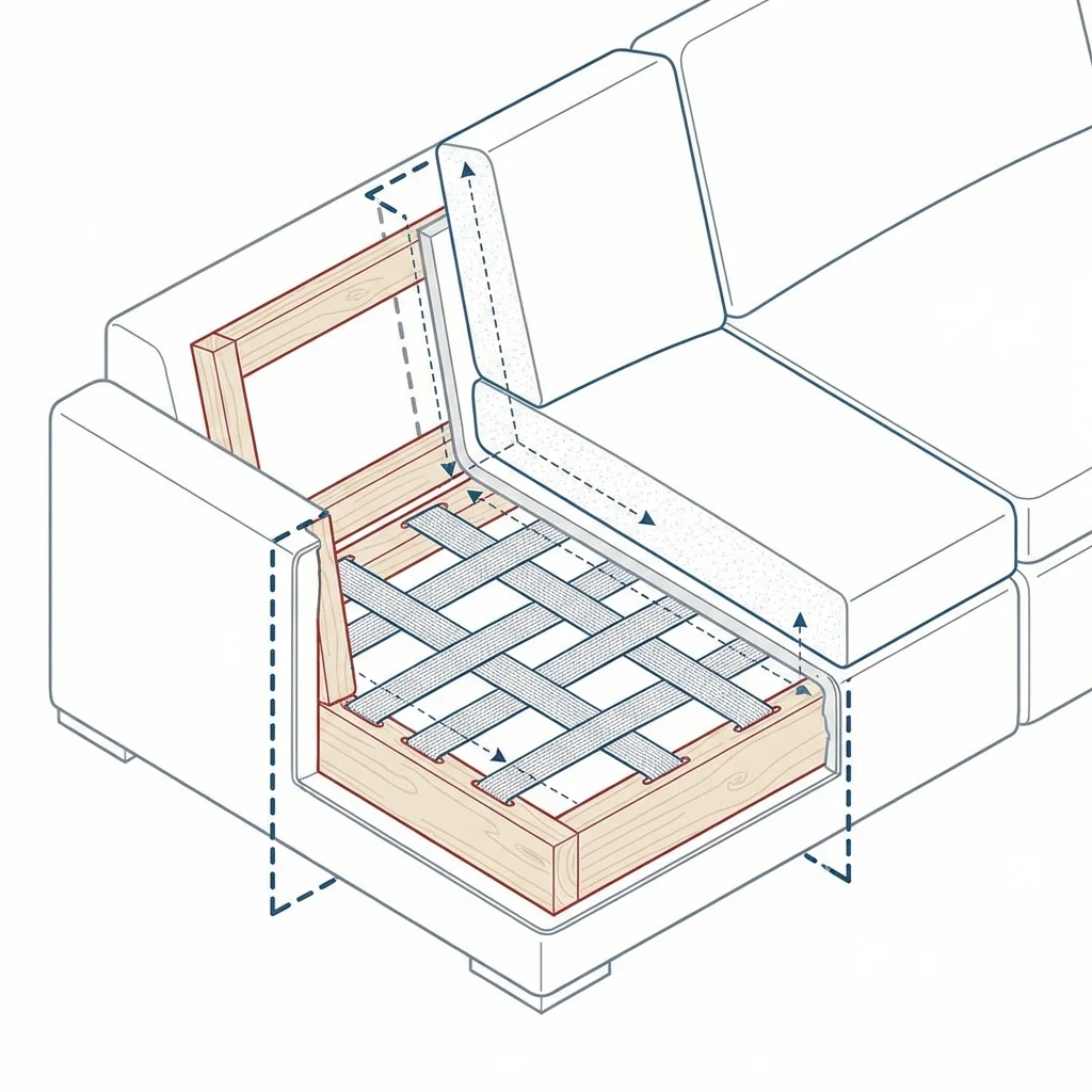 Exploded view of a modular seat unit