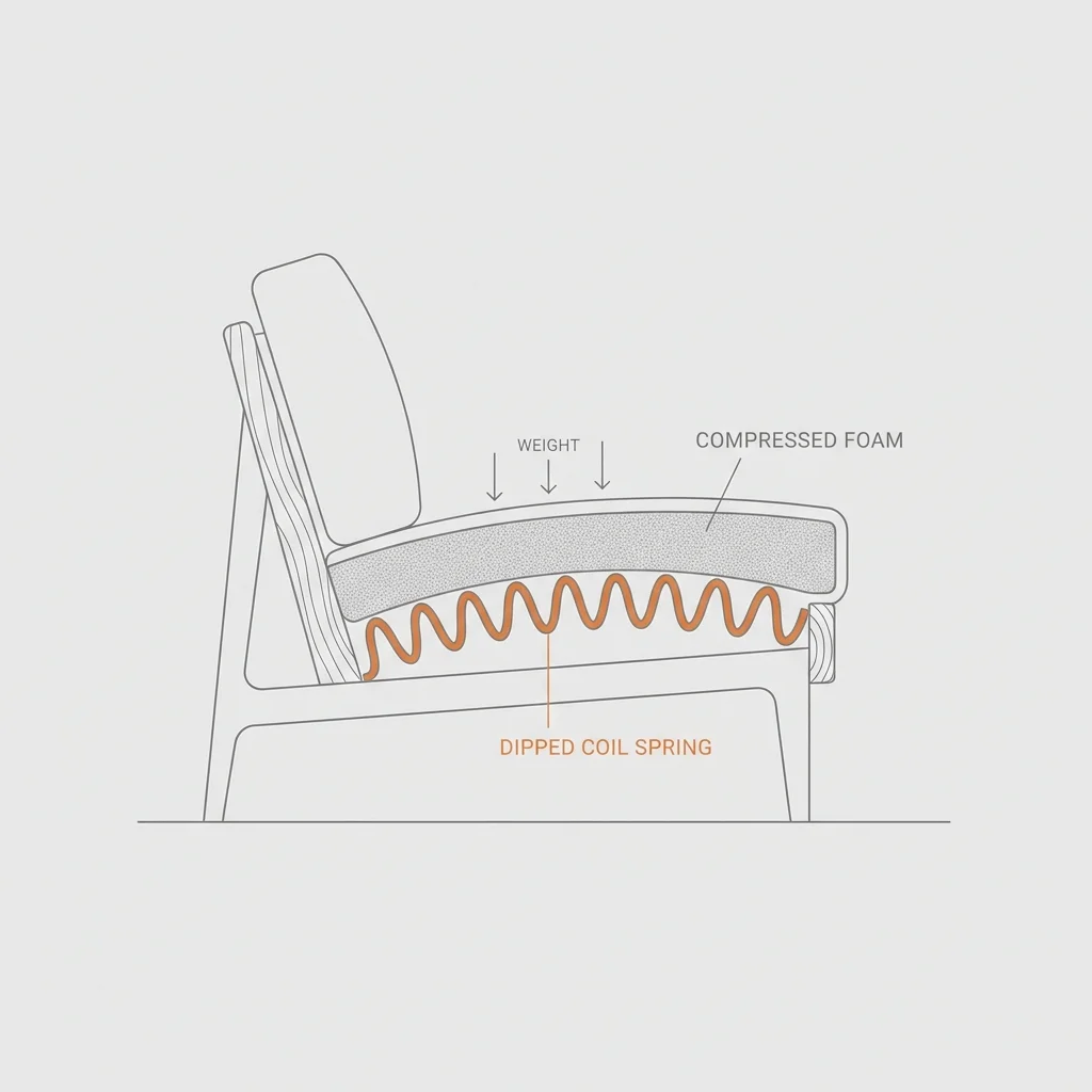 Diagram showing the progression of sagging from new to failure