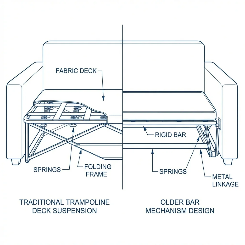 Split diagram comparing Daybed and Sofa Bed internal structures