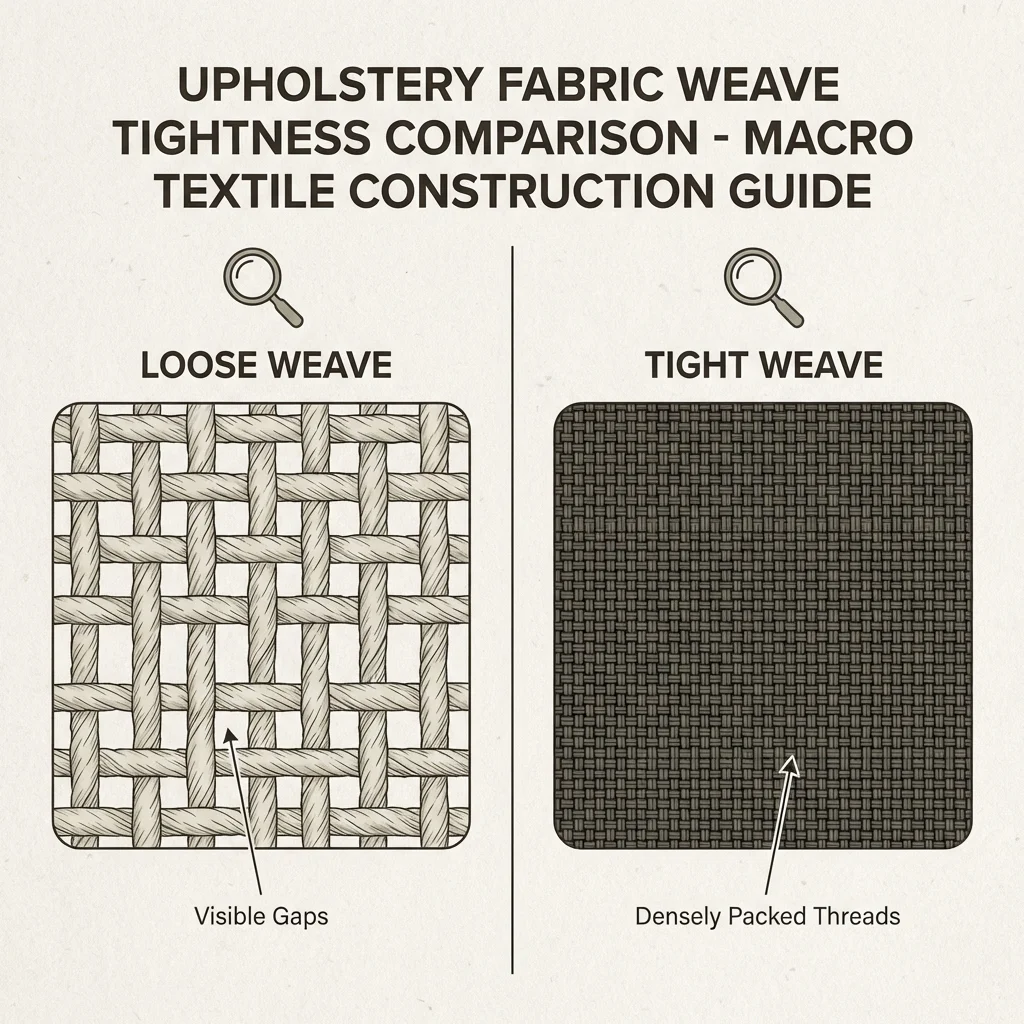 Microscopic view of looped fabric weave vs cut pile weave